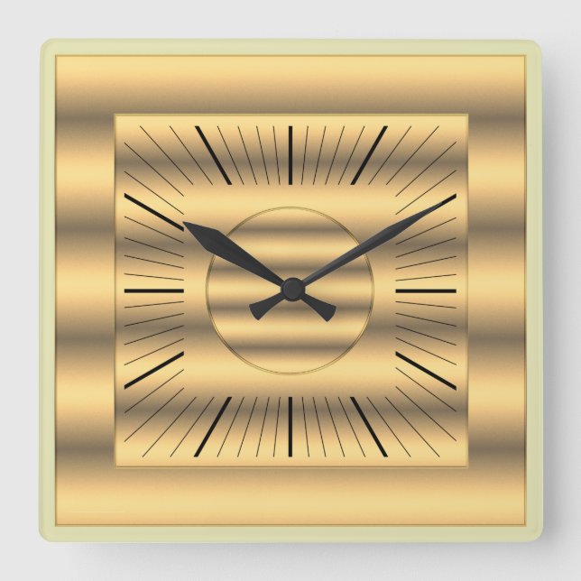 bright gold square wall clock (Front)