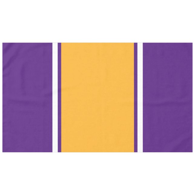 Bright Golden Orange White Purple Racing Stripes Tablecloth (Front (Horizontal))