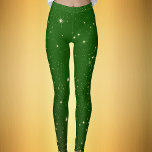 Bright Golden Twinkle Stars  Dark Green Chrismtas Leggings<br><div class="desc">These woman's leggings are dark green covered in bright twinkle gold stars in various sizes perfect for Holiday or Christmas season.</div>