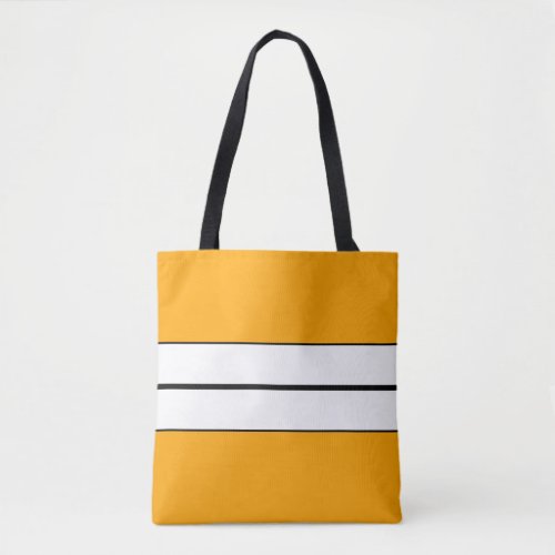 Bright Golden Yellow Black White Racing Stripes  Tote Bag