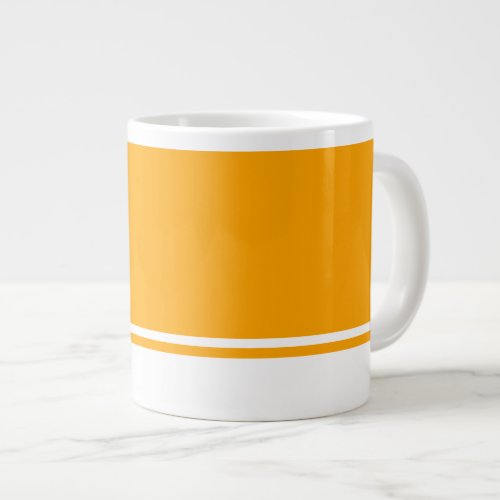 Bright Golden Yellow White Bottom Rim Stripes Giant Coffee Mug