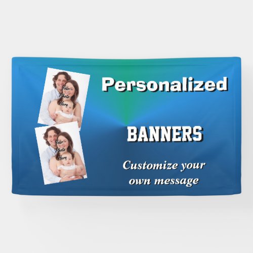 Bright graduated blue photo template banner