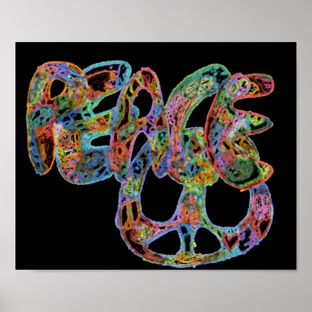 Bright Graffiti Design Peace Poster (Front)
