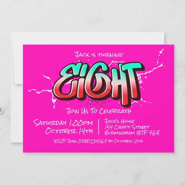 Bright Graffiti Eight Invitation (Front)