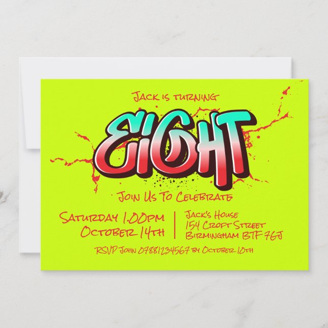 Bright Graffiti Eight Invitation (Front)