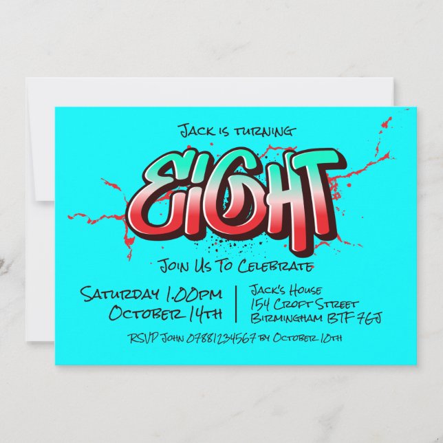 Bright Graffiti Eight Invitation (Front)