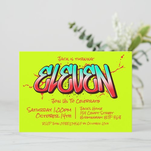 Bright Graffiti Eleven Invitation