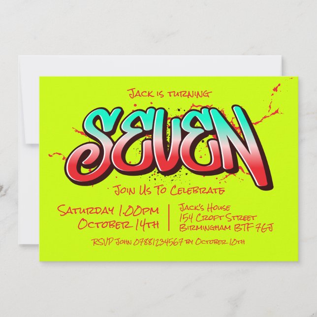 Bright Graffiti Seven Invitation (Front)