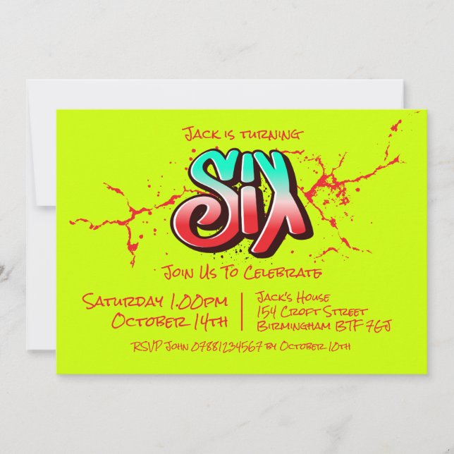 Bright Graffiti Six Invitation (Front)
