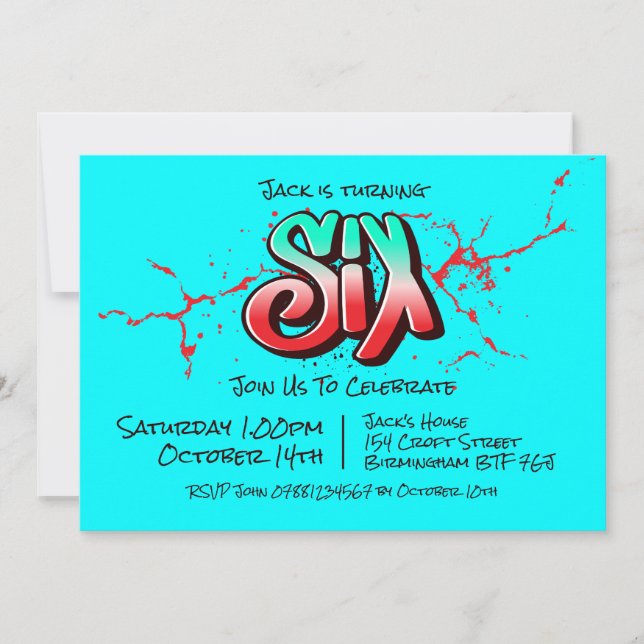 Bright Graffiti Six Invitation (Front)