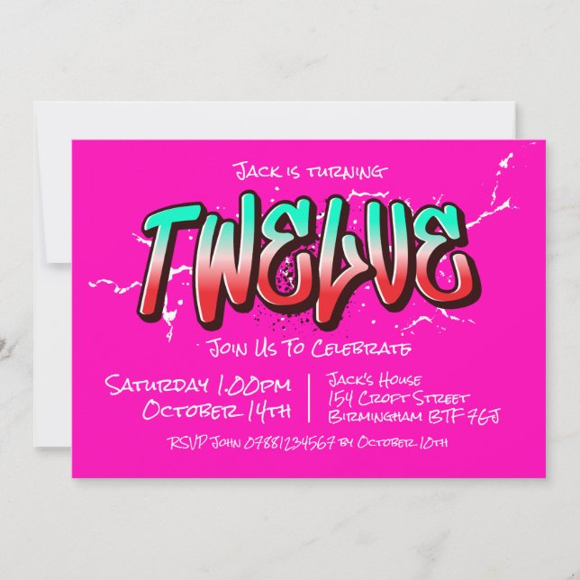 Bright Graffiti Twelve Invitation (Front)