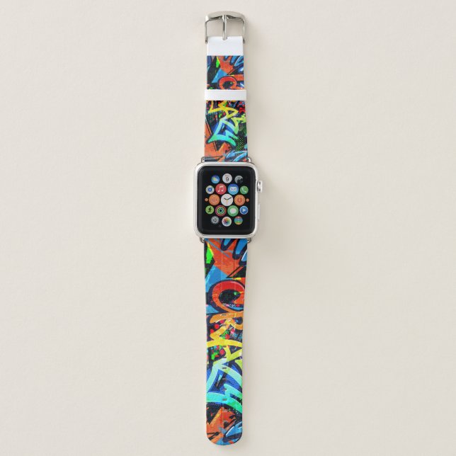 Bright graffiti, urban graphic design. apple watch band (Front)