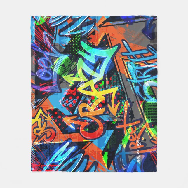 Bright graffiti, urban graphic design. fleece blanket (Front)