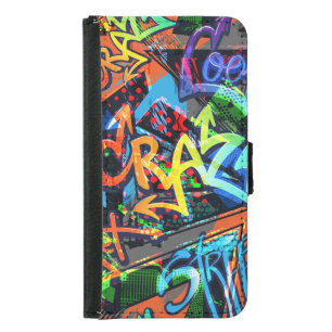 Bright graffiti, urban graphic design. samsung galaxy s5 wallet case