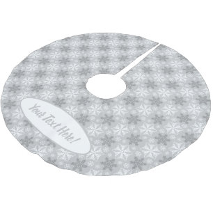 Bright Gray and Winter White Snowflake Pattern Brushed Polyester Tree Skirt