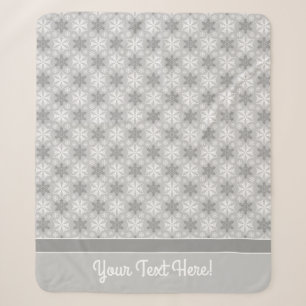 Bright Gray and Winter White Snowflake Pattern Sherpa Blanket