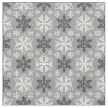 Bright Gray Black Winter White Snowflake Pattern Fabric