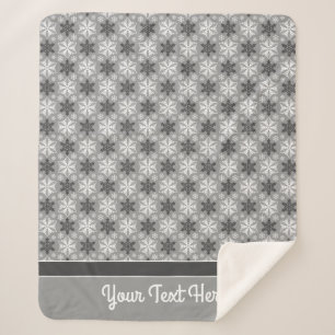 Bright Gray Black Winter White Snowflake Pattern Sherpa Blanket