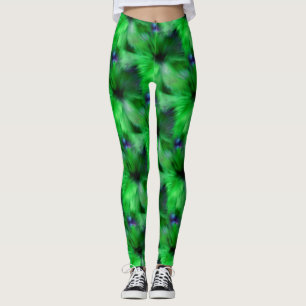 Bright Green Abstract Art Pattern Leggings