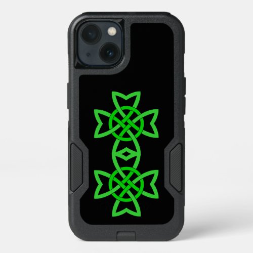 Bright Green Abstract Celtic Irish Double Knot iPhone 13 Case