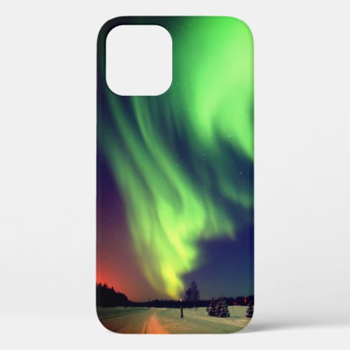 Bright Green Alaskan Northern Lights iPhone 12 Case
