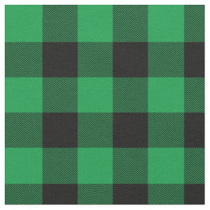 Bright Green and Black Chevron Buffalo Plaid Fabric