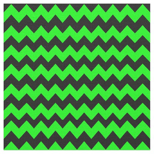 Bright Green and Black Chevron Pattern Fabric