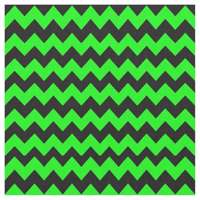 Bright Green and Black Chevron Pattern Fabric (Close Up)