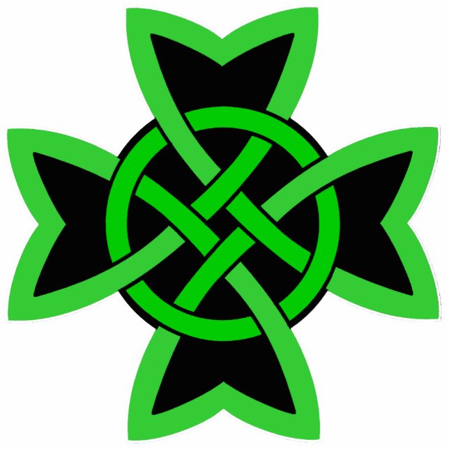 Bright Green and Black Irish Celtic Knot Design Cutout (Front)