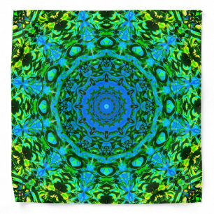 Bright Green and Blue Mandala Bandana
