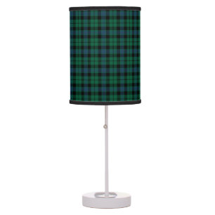 Bright Green and Blue Plaid MacKay Tartan Table Lamp