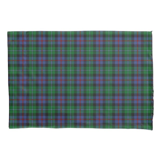 Bright Green and Blue Scottish Plaid Pattern Pillowcase (Front)