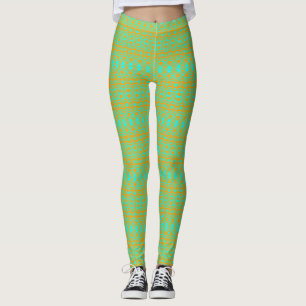 Bright Green and Orange Pattern Leggings