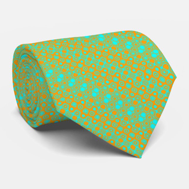 Bright Green and Orange Pattern Neck Tie (Rolled)