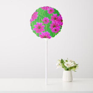 Bright Green and Pink Flower Pattern Balloon