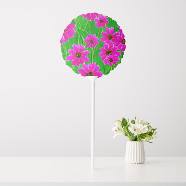 Bright Green and Pink Flower Pattern  Balloon (In SItu)