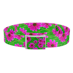 Bright Green and Pink Flower Pattern Belt