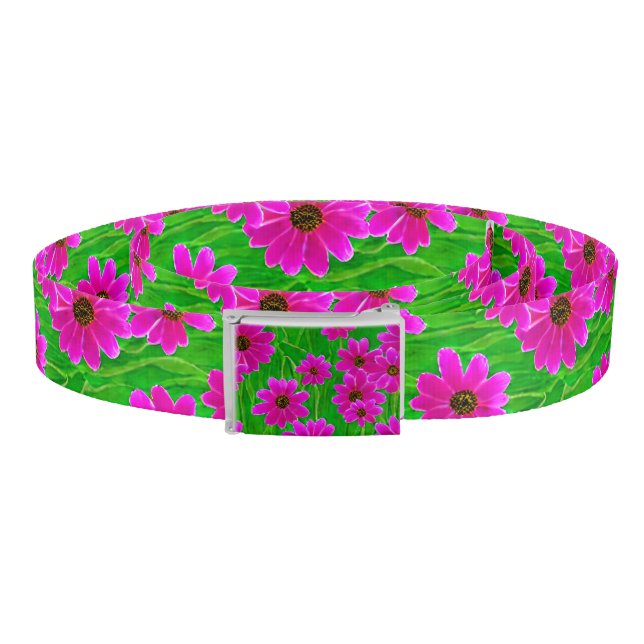 Bright Green and Pink Flower Pattern Belt (Coil)