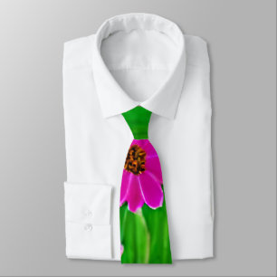 Bright Green and Pink Flower Pattern  Neck Tie