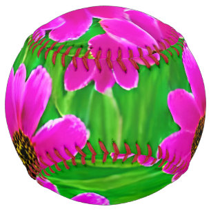 Bright Green and Pink Flower Pattern  Softball