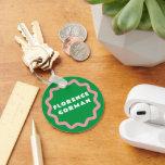 Bright Green and Pink Wavy Frame Keychain<br><div class="desc">A wavy corner badge shape in candy pink looks fresh and preppy on Kelly green with simple editable text for easy customization making this key chain tag a design forward choice for any creative.</div>