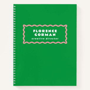 Bright Green and Pink Wavy Frame Notebook