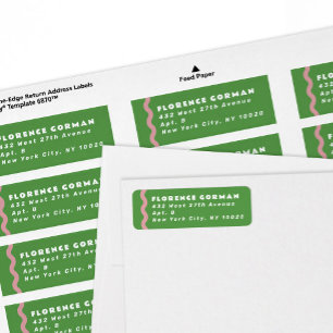 Bright Green and Pink Wavy Frame Return Address Label