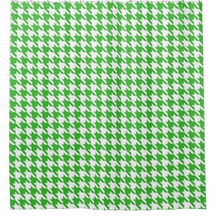 Bright green and White Houndstooth Pattern Shower Curtain