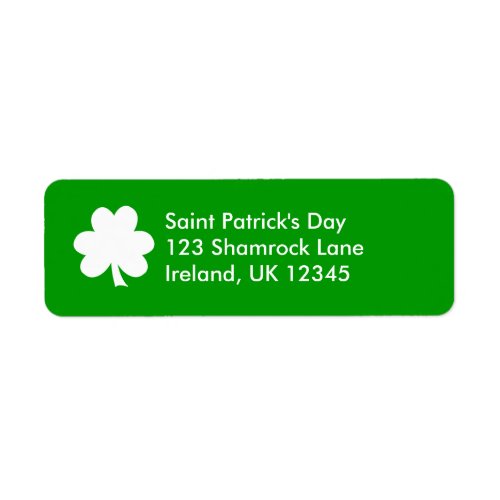 Bright Green and White Shamrock Label