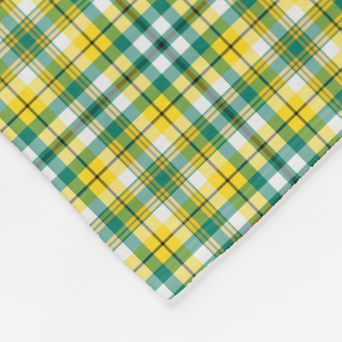 Bright Green and Yellow Gold Sporty Plaid Fleece Blanket