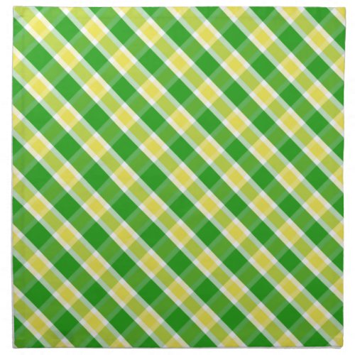 Bright Green And Yellow Plaid Pattern Cloth Napkin