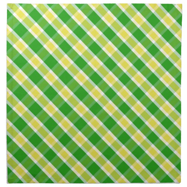 Bright Green And Yellow Plaid Pattern Cloth Napkin (Front)