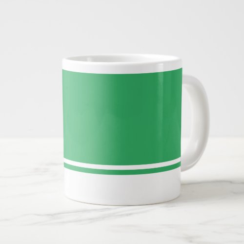 Bright Green Background White Bottom Rim Stripes Giant Coffee Mug