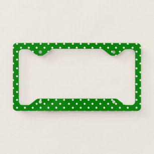 Bright Green Background with White Polka Dots License Plate Frame